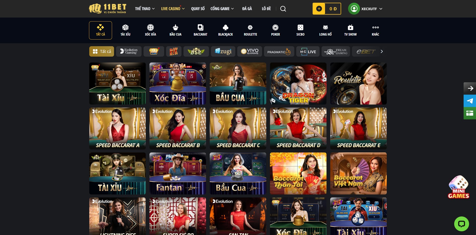 Giao diện sảnh lô tô 11bet